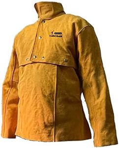 Leather Welding Jacket, Heavy Duty Welding Apron with Sleeve, Heat & Flame-Resistant Jacket, Work Shop Jacket, Can be Split, Yellow