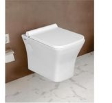 Soyo Zoyo Cera Ceramic Wall Mounted European Water Closet P Trap/One Piece Western Toilet Commode With Soft Close Seat Outlet Is From Wall (Smith)