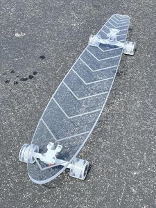 GHOST BOARDS Clear Longboard Skateboard - A Stylish Adult Skateboard with LED Wheels & No Grip Tape - Ride in Style & Turn Heads with Clear Skateboards Built for Fun, Speed & Smooth Carving