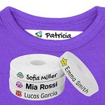 100 Personalised Iron-on White Fabric Labels to Mark Your Clothes with Colorful Icons. Gentle with Your Kids Skin, for Children's School Uniform. (Galaxy)