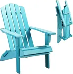 PolyTEAK Folding Adirondack Chair, Premium Weather Resistant Poly Lumber, Outdoor Patio Furniture, Up to 300 lbs, Plastic Adirondack Chairs for Patio Garden Fire Pit (Classic, Blue)