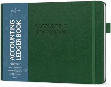 Skyline Accounting Ledger Book – Columnar Log Journal for Personal & Small Business Bookkeeping – Money Expense Log, Hardcover 10x7” (Dark Green)