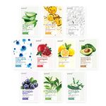 [PACK OF 10] EUNYUL Natural Sheet Mask Pack 10 types Korean Skincare Facial Mask Pack Aloe, Collagen, Pearl, Hyaluron, Avocado, Pomegranate, Vitamin, Blueberry, Green Tea, Cucumber