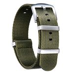 BINLUN Nylon Watch Straps Thick G10 Premium Ballistic Multicolor Replacement Watch Bands with Silver/Black Stainless Steel Buckle for Men Women 18mm 20mm 22mm 24mm（Green，24mm）