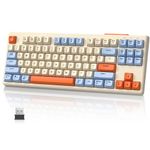 MAMBASNAKE M87 TKL 87 Keys Dual Mode Wireless Gaming Keyboard, Bluetooth/2.4Ghz, PBT Keycap, 4000mAh Rechargeable Battery, Mixed Color Rainbow Backlit Keyboard with Mechanical Feeling-Blueberries