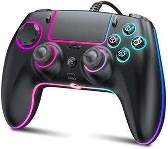 GUOC RGB Wired Controller for PS5/PS4 and PC with Hall Effect Trigger, 3.5mm Audio Jack, Support Tubro/Macro Function, Adjustable Dual Vibration 6-Axis Motion Control Gamepad