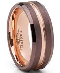 Men's Metal Masters Co. Chocolate Brown and Rose Goldtone Tungsten Carbide Wedding Band Ring 8mm
