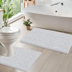 LuxUrux Bathroom Rug Mat -Extra-Soft Plush Bath Shower Bathroom Rug,1'' Chenille Microfiber Material, Thickening Shaggy Tub Mat Carpet, Super Absorbent. Machine Wash & Dry (Curved Set, White)
