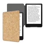 kwmobile Cork Case Compatible with Amazon Kindle Paperwhite 11. Generation 2021 - Book Style Protective e-Reader Flip Cover Folio Case - Light Brown