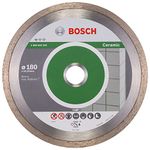 Bosch Professional 1x Diamond Cutting Disc Standard for Ceramic (for Stone, Tile, Ceramic, Ø 180 x 22,23 x 1,6 x 7 mm, Accessories for Angle Grinders)