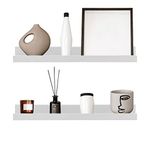 GEEZY Set of 2 Floating Wall Shelves Picture Ledge Display Racks Book Hanging Shelf (White, 45 x 10 x 5 cm)