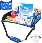 COOLBEBE Kids Travel Tray for Toddler Car Seat, Travel Tray for Airplane, Toddler Car Seat Lap Tray, Carseat Table Tray for Kids Travel Activities (Blue Plane)