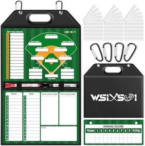 Wsixsui Magnetic Baseball Lineup Board for Dugout | Professional Baseball/Softball Clipboard for Coaches, Foldable | Leather Cover | Carry Handle | Detachable Scoreboard | 30 Lineup Cards
