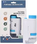 200x Zoom Kids Portable Microscope Pocket Handheld Mini Microscope with LED Light High Definition for Students Microbiological Observation Preschool Home Study Educational Toys