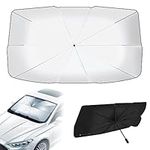 SULIVES Car Windshield Sun Shade Umbrella, 360° Rotation Foldable Umbrella Sunshade Cover, Universal Fit 56x30 Inch Car Front Window Sunshade for Cars, Trucks, SUVs