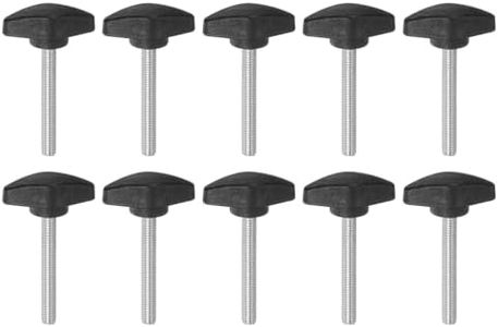 HARFINGTON 10pcs Tee Wing Knobs Thumb Screws M6 x 50mm Standard Male Thread Plastic T Knobs Handles Hand Clamping Knobs Grip Thumbscrew, Black