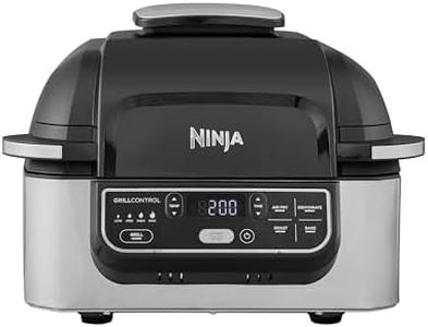 Ninja Foodi Grill & Airfryer, 5,7L Heißluftfritteuse, Air Fryer, spülmaschinenfeste Teile, 5-in-1, Schwarz/Silber AG301EU
