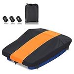 AUTOLION Pedal Boat Cover,Waterproof Pedal Boat Mooring Cover Fit for 2-4 Person Pedal Boat Pelican Boat All Weather Waterproof Dustproof UV Protection (Black&Orange)