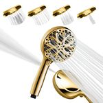 SparkPod Shower Head High Pressure and 10 Spray Settings - Luxury 5" Handheld High Power Shower Heads with High Pressure Jets - Showerhead and 10 Functions - Egyptian Gold (No Filter)