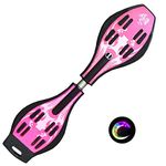 Sumeber Waveboard Children Street Surfing Caster Torsion Skateboard Double Decks Casterboards for Wave/Surf Waveboard/Castor board with Light Up Wheels for kids/teens (Pink)