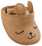 Happy Cherry - Kids Straw Sun Hat Girls Visor Cap Wide Brim Adjustable Outdoor Sports Beach Sun Protection Cute Cartoon Foldable Light Brown Toddler Girls Summer Hat for 1-7 Years