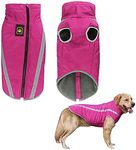 BUSHIKO Windproof Warm Dog Winter Jacket|KO_KJWaterproof Polar Fleece Lining Wind Breaker with Leash Hole Pet Warm Clothing for Small, Medium and Large Dogs. (Dark Pink, Size: 4XL, Chest: 72 cm)