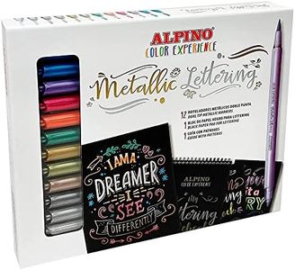 Alpino Color Experience Metallic Lettering Kit | Metallic Lettering Pens | Double Tip Markers for Lettering | Lettering and Calligraphy Printing