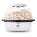 DASH SmartStore™ Deluxe Mixer Popcorn Machine, Serving Bowl and Hot Oil Electric Popcorn Machine with Large Lid for Convenient Storage, 24 Cups - White