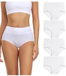 wirarpa Women's High Waisted Cotton Underwear 4 Pack White Large