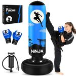 Esnowlee Punching Bag for Kids,66" Larger Kids Boxing Bag with Gloves, Ninja Inflatable Punching Bag for Boxing,Karate,Gifts for Boys Age 5-12