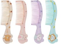 Adore Baby hair comb set | Anti-knot Pain-Free Comb for Baby |Baby Comb for Wet, Dry, Curly Hairs Kids with Wide Tooth Comb (Pack of 04) (Large)