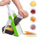 Almcmy Mandoline Slicer for Kitchen, Safe Vegetable Chopper Food Chopper, Mandoline Slicer Adjustable Thickness, French Fry Cutter Julienne Slicer, Vegetable Dicer - Green