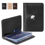 ALLIVE Genuine Leather Passport Holder Wallet Cover Case for Men and Women Travel, Christmas Birthday Gifts, Airport Essentials, Passport Holder with Airtag Slot, Black, Passport Holder