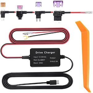 Dash CAM Hardwire Kit 12V-30V a 5V Car Dashcam Cable de Alimentación Cargador Juego de Cableado para Mirror CAM Navegador GPS Detector de Radar (Tipo C)