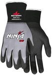 MCR Safety Ninja BNF N96797M Work Gloves, 15 Gauge NylonSpandex Shell, Breathable Nitrile Foam(BNF) Coated Palm & Fingertips with Grip Dots, Medium