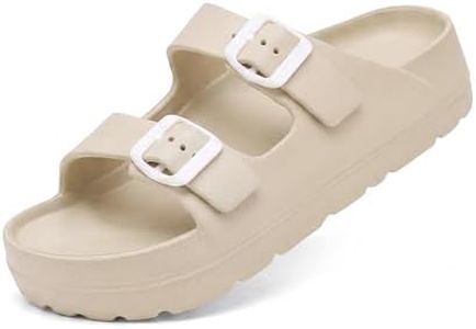 Women Platform Sandals with Arch Support, Adjustable Buckle EVA Orthotic Sandal, Comfort Foam Slide Lightweight Thick Soles