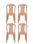 PETALS Leo Plastic Dining Chairs Set of 4 | PVC Fiber Armless Stacking Chair for Dining Room, Outdoor, Restaurants & Cafe | 100% Pure Virgin Plastic with UV Protection | Capacity Upto 150kgs | Beige