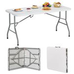 sogesfurniture Folding Table 60 by 27.9 inches, Fold-in-Half Blow Molded Folding Table, Molded Center-Folding Utiity Table, No Assembly and Easy to Carry, in White, BHCA-HP-152CZ