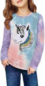 Arshiner Girls Unicorn Shirts Long Sleeve Fall Flip Sequin T-Shirt Tops
