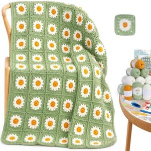 Coopay Crochet Kit for Beginners - 1200g Anti-Pilling Yarn, Large Crochet Blanket Kits for Adults with Step-by-Step Guide Book & Video Tutorial, Ideal Crochet Gift for Family & Beginners