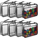 8 Packs Toy Storage Bags with Zipper, Clear PVC Organizing Bags, Reusable Toy Storage Organizer with Portable Handle, Travel Waterproof Organizer Bags for Building Blocks, Puzzle, Toys and Books