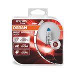 OSRAM NIGHT BREAKER LASER H1, +150% more brightness, halogen headlight lamp, 64150NL-HCB, 12V, duo box (2 lamps)