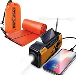 FosPower 2000mAh Emergency Weather Radio Portable Charger +Emergency Survival Shelter & Sleeping Bag Bivy Sack for Camping Accessories, Camping Gear, Survival Kit