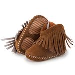 Meckior Baby Girls Cowboy Tassel Boots Side Zipper Moccasins Soft Bottom Non-Slip Toddler Shoe