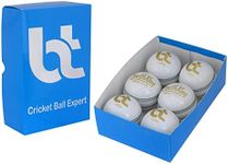 BT White 142g Cricket Ball - Pack of 6 Genuine Leather Cricket Balls for Day or Night Cricket | Bat-Friendly Hard Cricket Ball Made from Sustainable Sources | 142g for Kids & Ladies