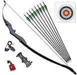 Vogbel 53" Takedown Recurve Bow and Arrows Set for Adults 30lb 40lb Archery Kit for Right/Left Hand Shooters Shooting Practice(Black,30lb)