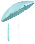 Sekey® 1.6m Beach Umbrella with Cover, Portable Tilting Garden Parasol Umbrella, Garden Umbrella for Beach/Pool/Patio, Round Sunscreen UV20+ Light Blue