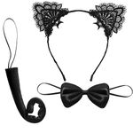 OBOVO Halloween Cat Ears Costumes, Makeup Party Lace Cat Ears Headband, Alloween Costumes Accessories Carnival Party Masquerade Cosplay Sweet Sexy Women Lace Hair Accessories