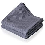 HOTUT Kitchen Dish Cloths Waffle Weave, 75×35cm Kitchen Dish Tea Towel, Ultra Soft Absorbent Quick Drying Dish Towels, Highly Absorbent for Cleaning & Quick Drying - 2 Pack/Grey
