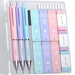 Four Candies 0.5 & 0.7 & 0.9 mm Mechanical Pencil Set - 3PCS Cute Mechanical Pencils with 360PCS Lead Refills,3PCS Erasers, 9PCS Eraser Refills, Aesthetic Lead Pencils for Writing Drawing Sketching